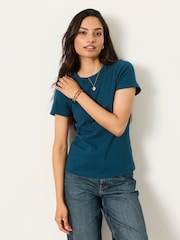 FatFace Celia Indigo Blue Short Sleeve T-Shirt - Image 1 of 6