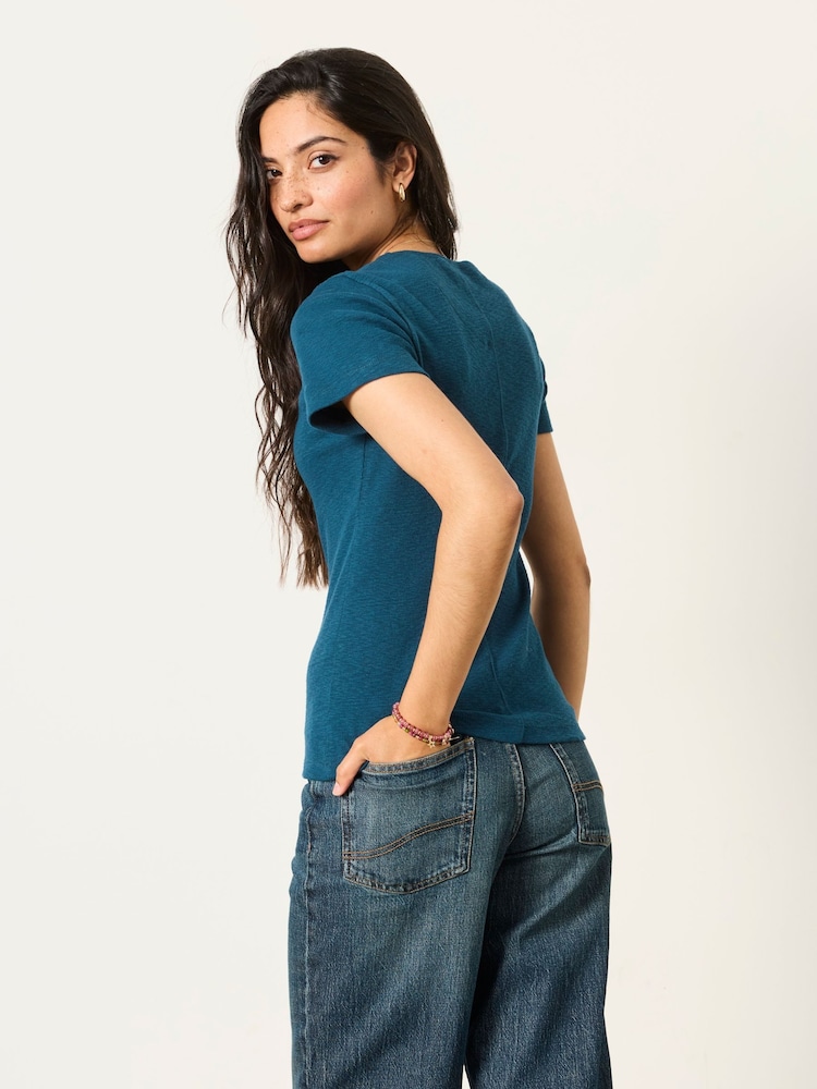 FatFace Celia Indigo Blue Short Sleeve T-Shirt - Image 2 of 6 FatFace Celia Indigo Blue Short Sleeve T-Shirt - Image 2 of 6