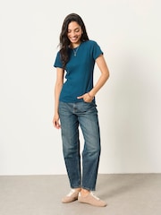 FatFace Celia Indigo Blue Short Sleeve T-Shirt - Image 4 of 6