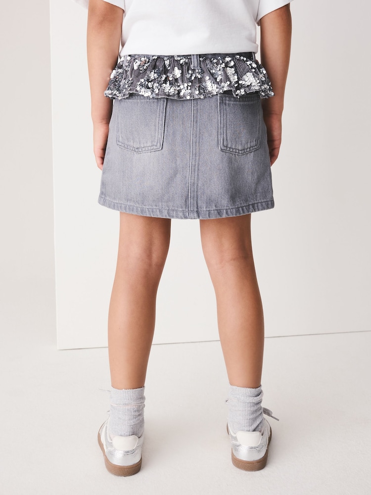 Grey/ Silver Sequin Peplum - Джинсова спідниця (3-16років) - Image 2 of 4