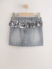 Grey/ Silver Sequin Peplum Denim Skirt (3-16yrs) - Image 5 of 8