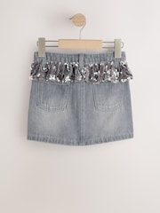 Grey/ Silver Sequin Peplum Denim Skirt (3-16yrs) - Image 6 of 8