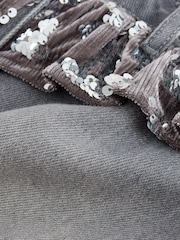 Grey/ Silver Sequin Peplum Denim Skirt (3-16yrs) - Image 7 of 8