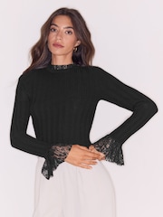 Lipsy Lace Cuff Detail Knitted Jumper - Obraz 1 z 5