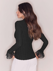 Lipsy Lace Cuff Detail Knitted Jumper - Obraz 5 z 5