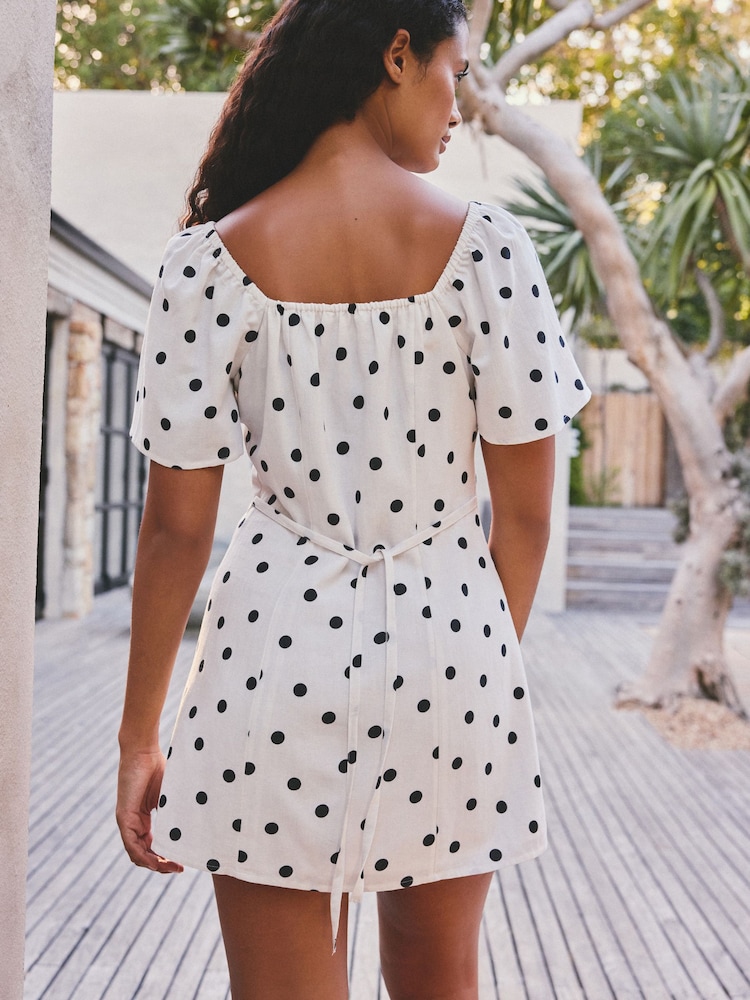 Buy White/Black Polka Dot Flutter Sleeve Mini Dress from the Next UK online  shop