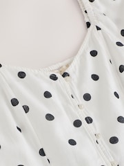 White/Black Polka Dot Flutter Sleeve Mini Dress - Image 6 of 7