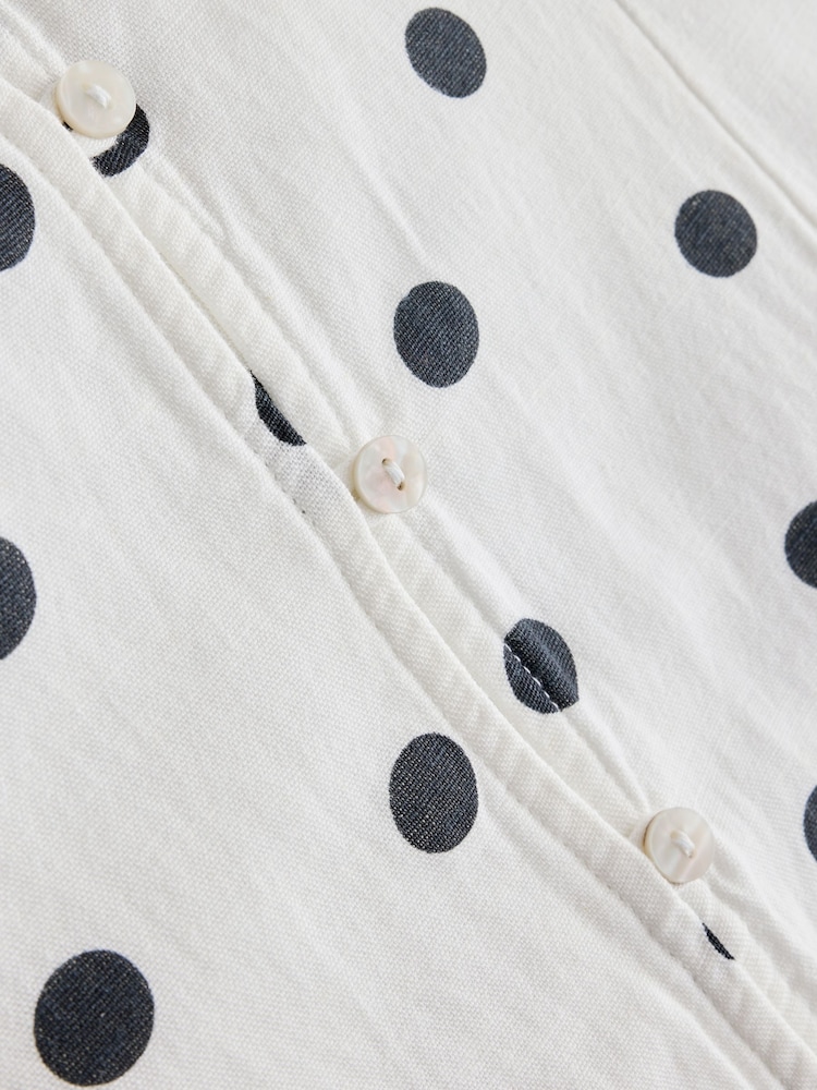 White/Black Polka Dot Flutter Sleeve Mini Dress - Image 7 of 7