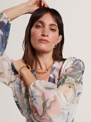 Ted Baker Pink Pleated Mini Printed Dress - Image 4 of 6