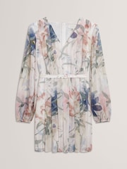 Ted Baker Pink Pleated Mini Printed Dress - Image 5 of 6