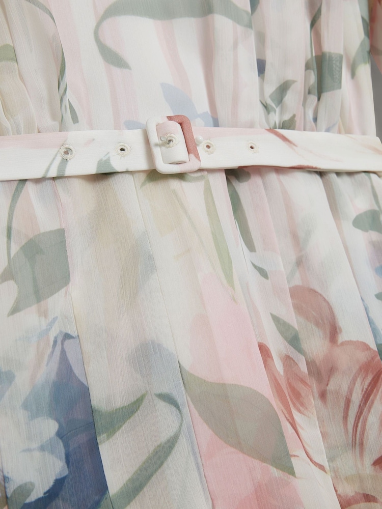 Ted Baker Pink Pleated Mini Printed Dress - Image 6 of 6