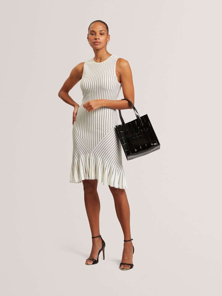 Ted Baker Cream Stitch Detail Knitted Mini Dress - Image 1 of 7