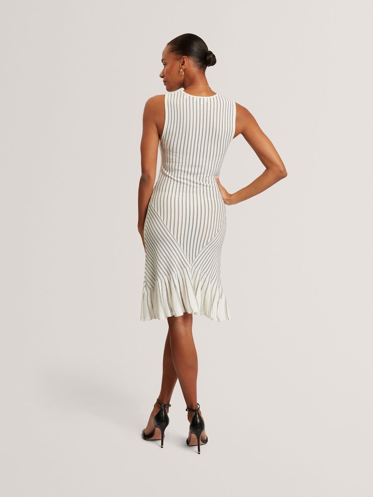 Ted Baker Cream Stitch Detail Knitted Mini Dress - Image 2 of 7