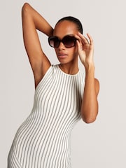 Ted Baker Cream Stitch Detail Knitted Mini Dress - Image 4 of 7