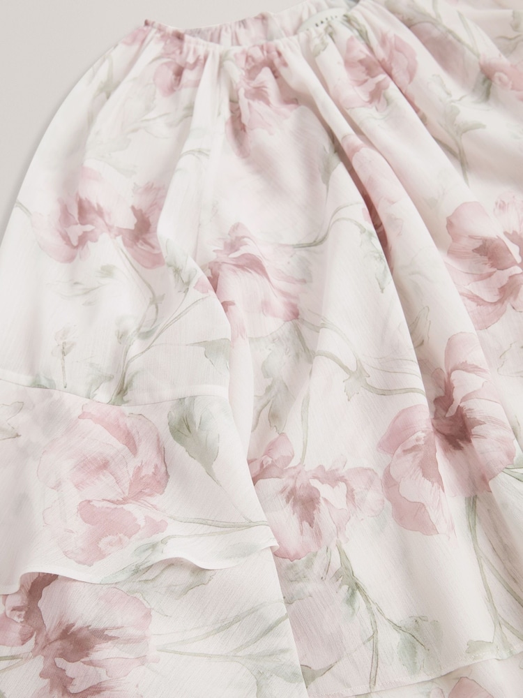 Ted Baker Pink Gathered Neck Floral Print Long Sleeve Top - Image 7 of 7