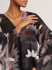 Ted Baker Black V-Neck Long Sleeve Ruffled Top - Image 4 of 7