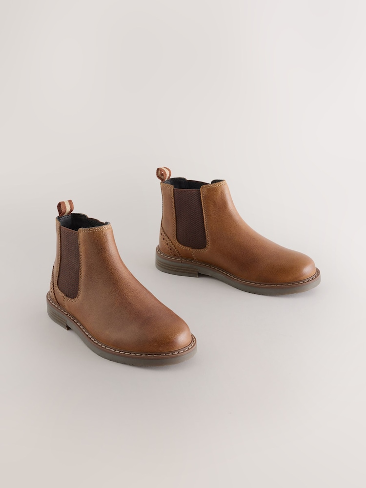 Tan Brown Standard Fit (F) Leather Chelsea Boots - Image 1 of 5
