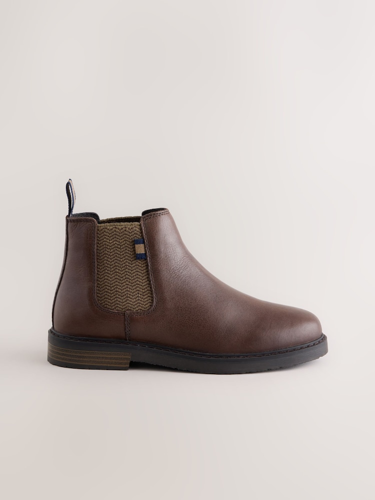 Chocolate Brown Standard Fit (F) Leather Chelsea Boots - Image 2 of 5