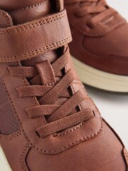 Tan Brown High Top Touch Fastening and Elastic Lace Trainers - Image 5 of 5