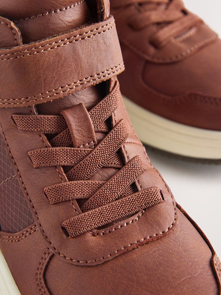 Tan Brown High Top Touch Fastening and Elastic Lace Trainers - Image 5 of 5 Tan Brown High Top Touch Fastening and Elastic Lace Trainers - Image 5 of 5