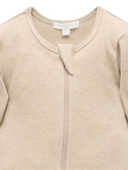 Natural - Purebaby Ribbed Zip Sleepsuit - Imaginea 2 din 4