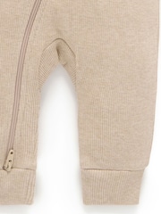 Natural - Purebaby Ribbed Zip Sleepsuit - Imaginea 3 din 4