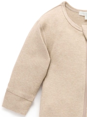 Natural - Purebaby Ribbed Zip Sleepsuit - Imaginea 4 din 4