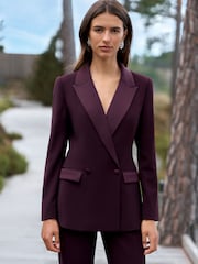 Burgundy Tuxedo Suit Double Breasted Jacket - Image 2 of 6