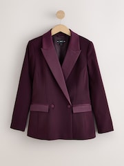 Burgundy Tuxedo Suit Double Breasted Jacket - Image 4 of 6