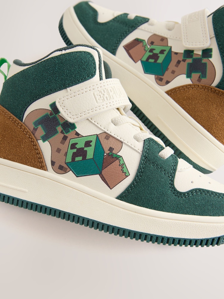 White Minecraft Touch Close Elastic Lace Hi-Top Trainers - Image 5 of 5 White Minecraft Touch Close Elastic Lace Hi-Top Trainers - Image 5 of 5