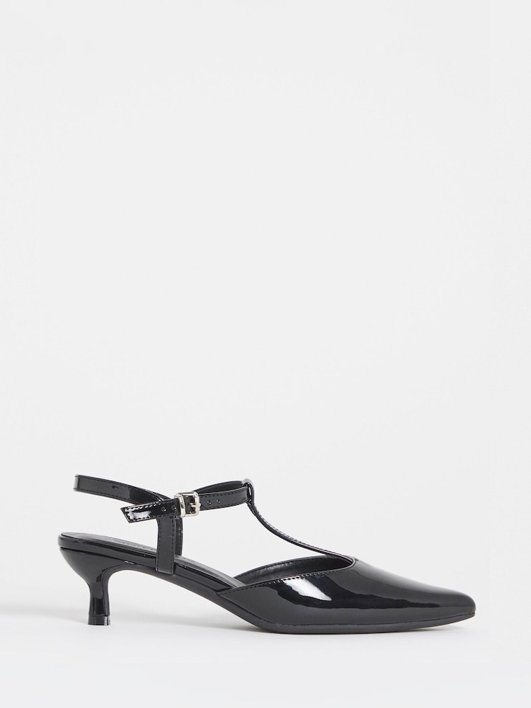 JD Williams Black Wide Fit T Bar Pointed Heels - Image 2 of 4 JD Williams Black Wide Fit T Bar Pointed Heels - Image 2 of 4