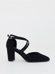 JD Williams Black Wide Fit Two Part Heels With Crossover Straps - Image 1 of 4