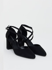JD Williams Black Wide Fit Two Part Heels With Crossover Straps - Image 2 of 4