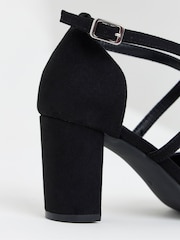 JD Williams Black Wide Fit Two Part Heels With Crossover Straps - Image 3 of 4