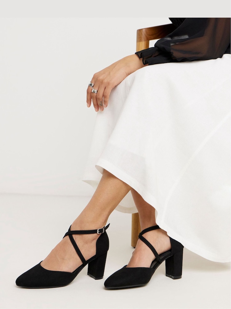 JD Williams Black Wide Fit Two Part Heels With Crossover Straps - Image 4 of 4 JD Williams Black Wide Fit Two Part Heels With Crossover Straps - Image 4 of 4