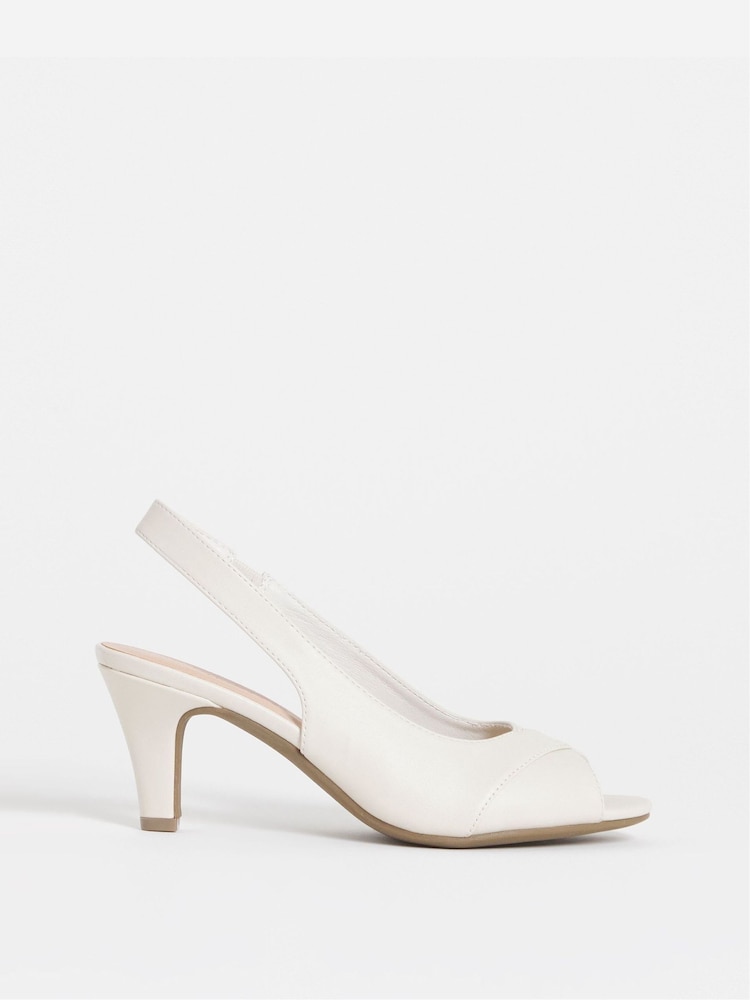 JD Williams Cream Wide Fit Peep Toe Heeled Sandals - Image 2 of 4