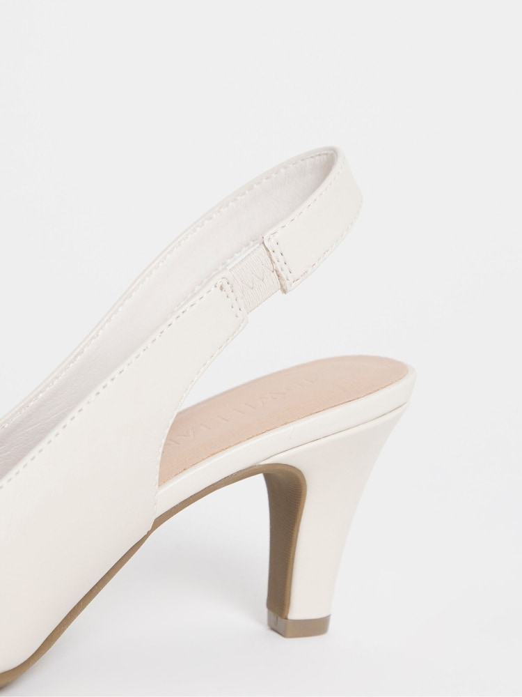 JD Williams Cream Wide Fit Peep Toe Heeled Sandals - Image 4 of 4