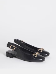 JD Williams Black Wide Fit Low Block Slingbacks Heels With Snaffle Trim - Image 3 of 4