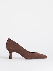 JD Williams Brown Extra Wide Fit Pointed Toe Kitten Heel Shoes - Image 2 of 4