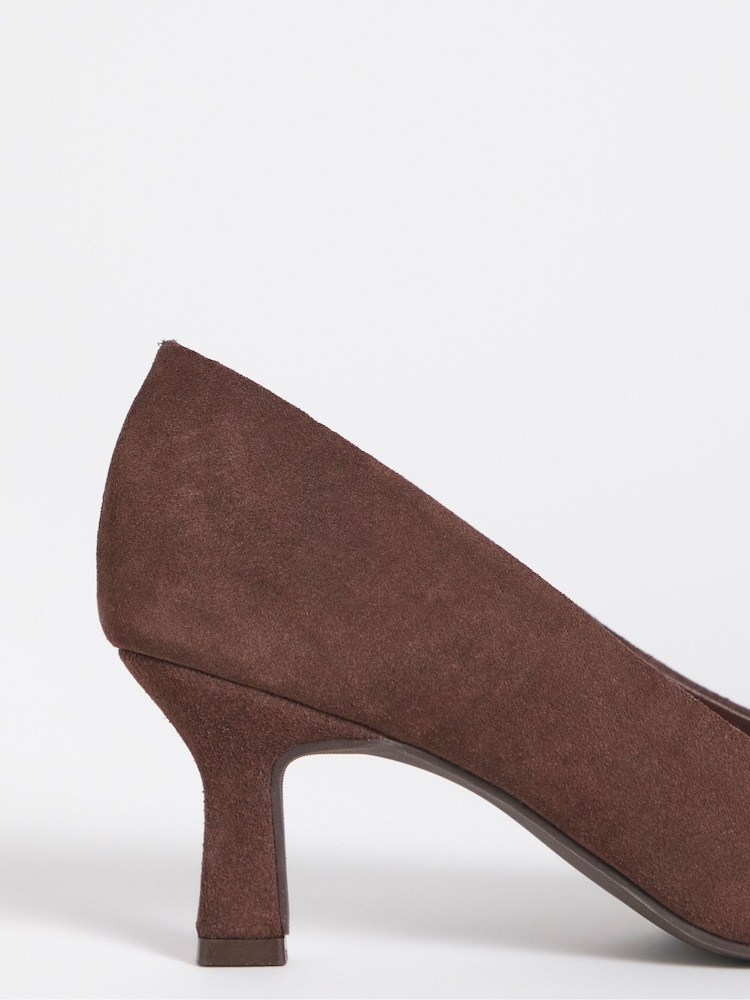 JD Williams Brown Extra Wide Fit Pointed Toe Kitten Heel Shoes - Image 4 of 4