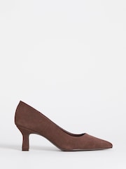 JD Williams Brown Wide Fit Pointed Toe Kitten Heel Shoes - Image 2 of 4