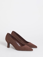 JD Williams Brown Wide Fit Pointed Toe Kitten Heel Shoes - Image 3 of 4
