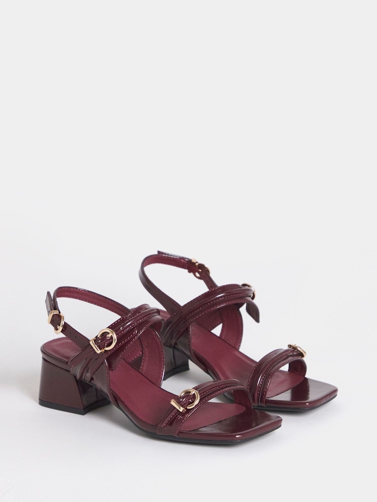 JD Williams Red Wide Fit Two Strap Buckle Sandals - Image 2 of 4