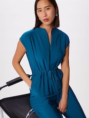 Whistles Blue Sleeveless Drawstring Jumpsuit - Image 3 of 5