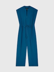 Whistles Blue Sleeveless Drawstring Jumpsuit - Image 5 of 5