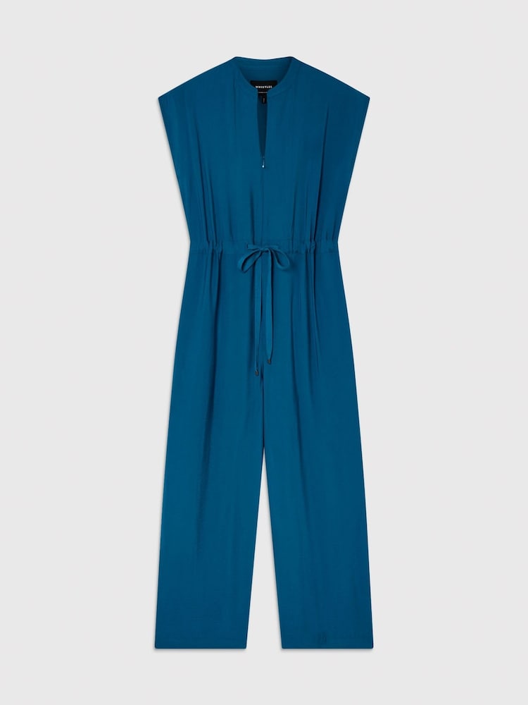 Whistles Blue Sleeveless Drawstring Jumpsuit - Image 5 of 5