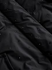 Black Diamanté Shower Resistant Padded Coat (3-16yrs) - Image 10 of 10