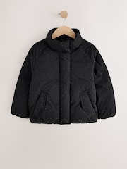 Black Diamanté Shower Resistant Padded Coat (3-16yrs) - Image 5 of 10