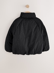 Black Diamanté Shower Resistant Padded Coat (3-16yrs) - Image 6 of 10