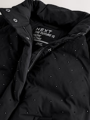 Black Diamanté Shower Resistant Padded Coat (3-16yrs) - Image 8 of 10